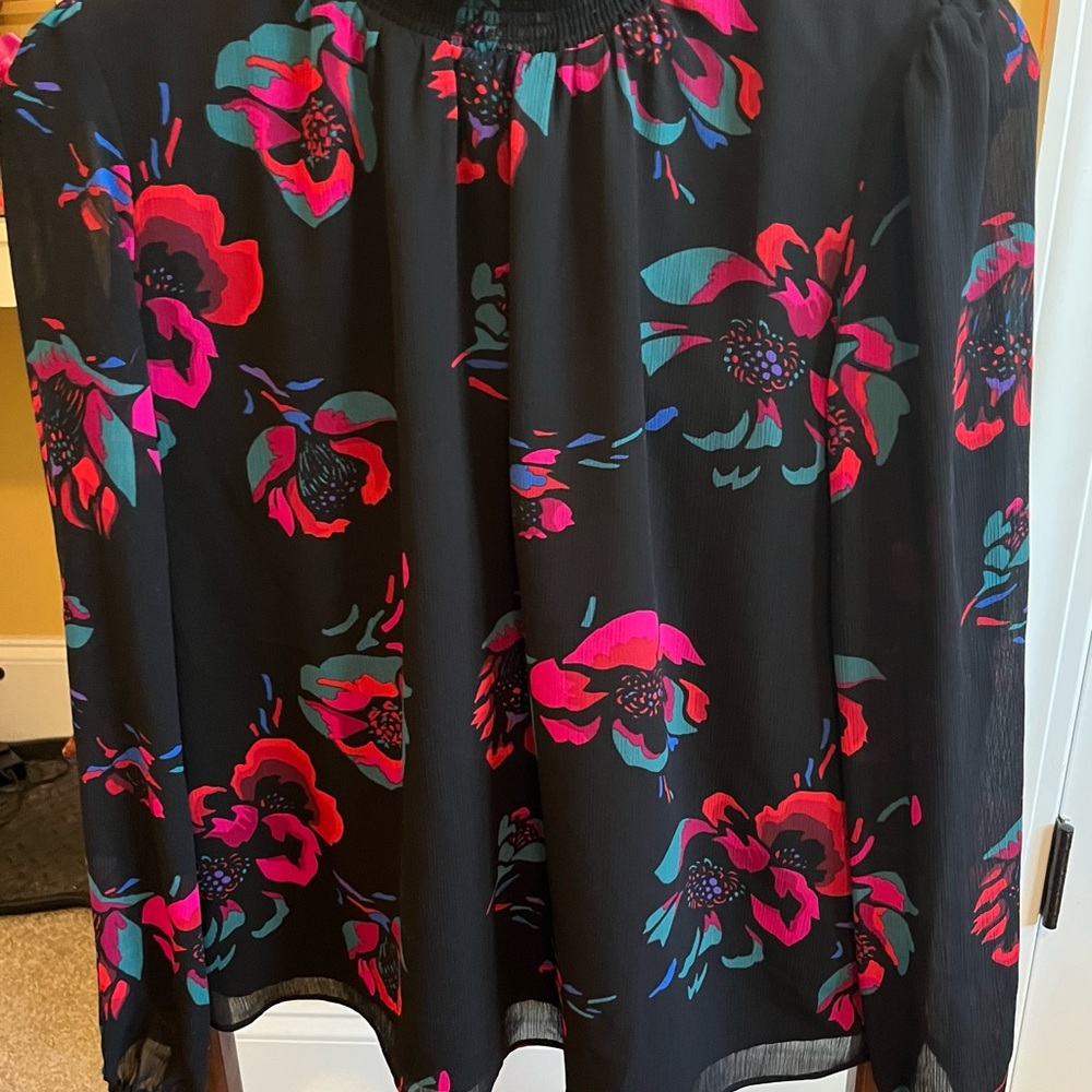 I. Crew black floral blouse. Size Medium